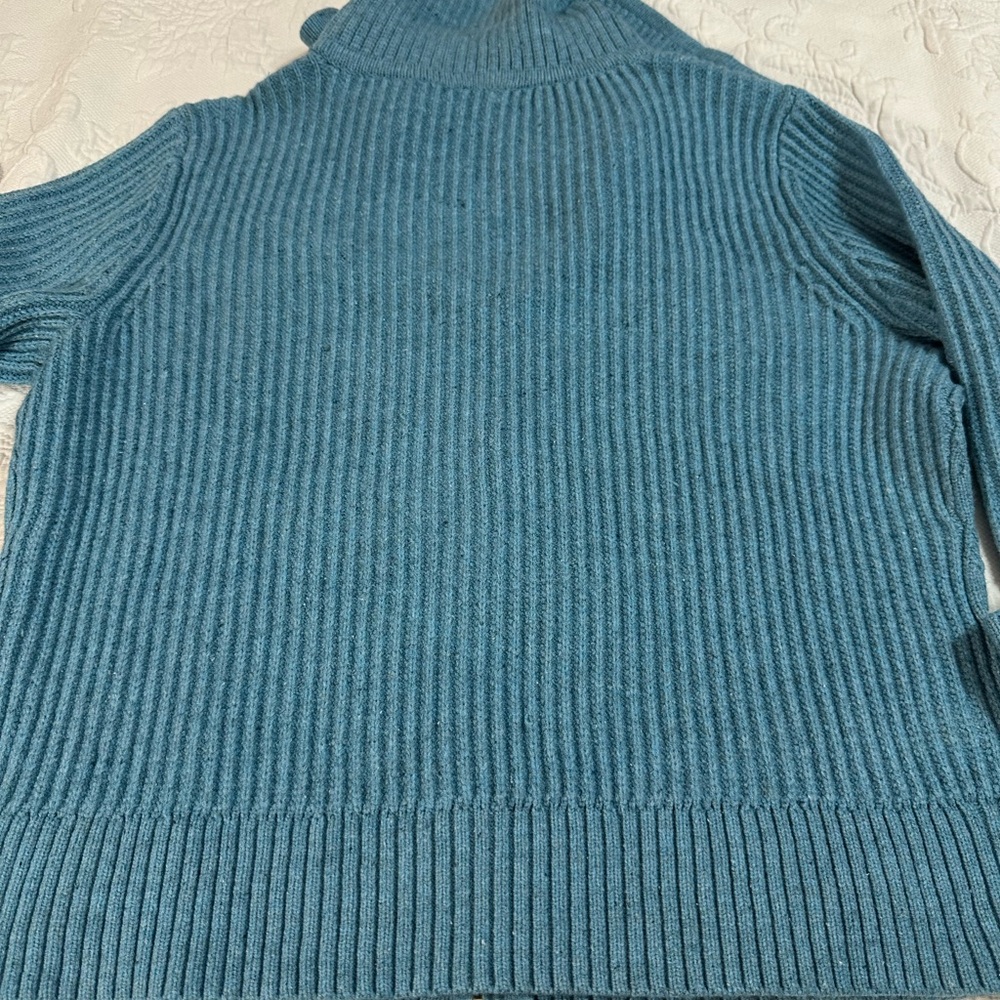 Talbots Teal-Blue Zip Front Cable-Knit Cardigan - NWT - Picture 2 of 5
